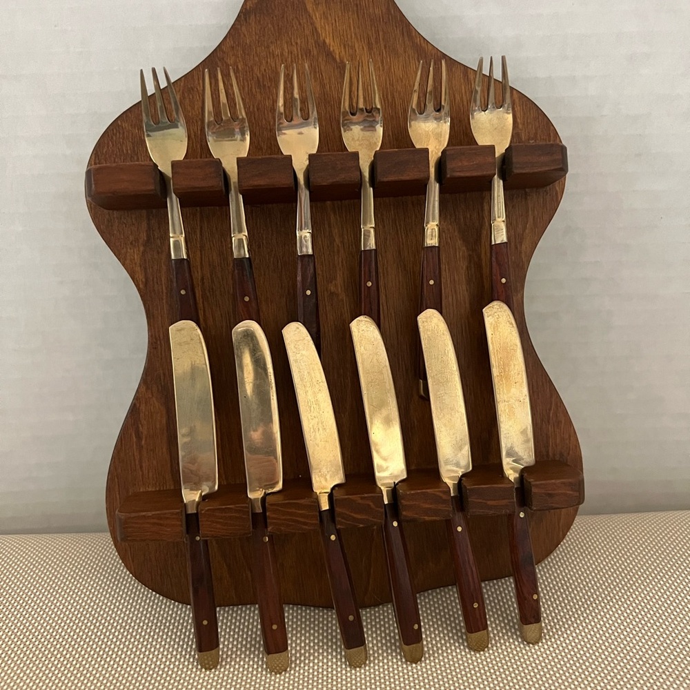 Vintage Wooden Handled Cutlery Set